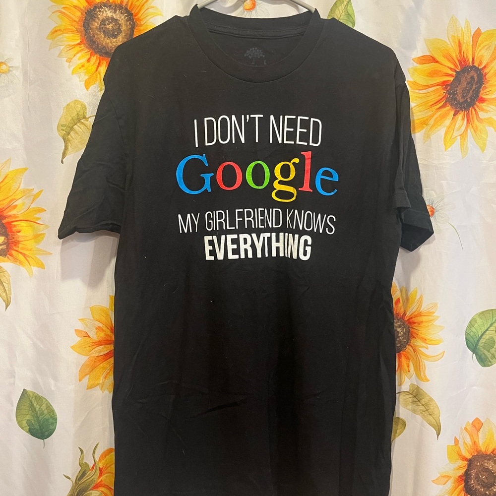 Black Graphic Tee with Colorful Text